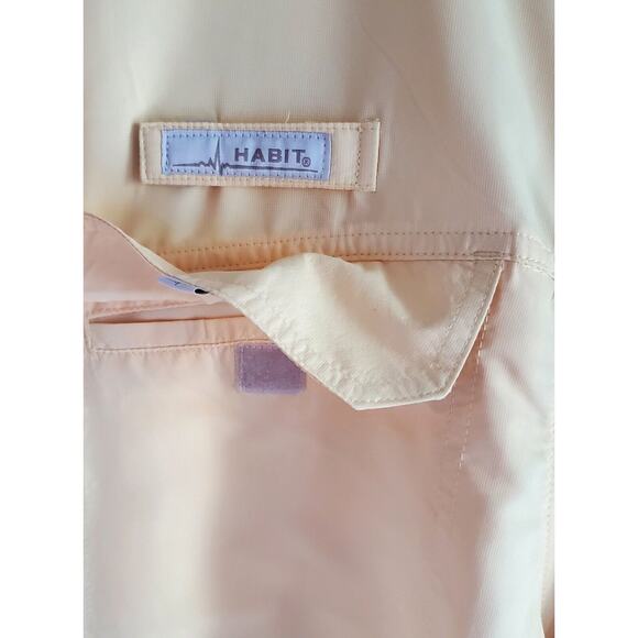 HABIT Men's 2XL Shirt UV Protection Button Up Roll Tab Long Sleeve Yellow 56" - Picture 4 of 9